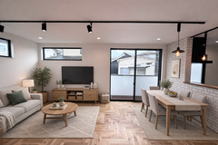 現代的でミニマリストなリビングダイニング