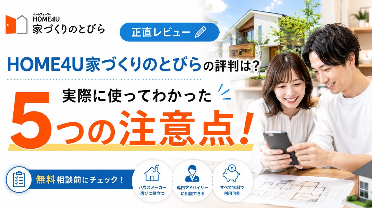 HOME4U家づくりのとびらの評判は？実際に使ってわかった5つの注意点！ | ハウジングバザール住宅コラム｜ハウスメーカー比較ガイド