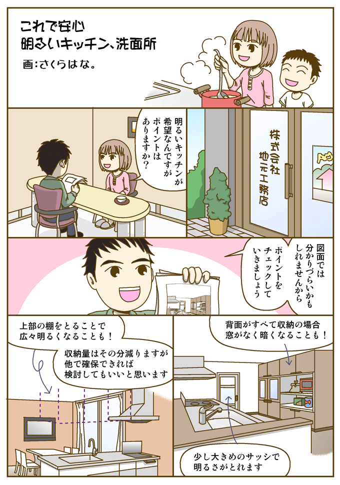 失敗したぁ キッチン 洗面所が暗い